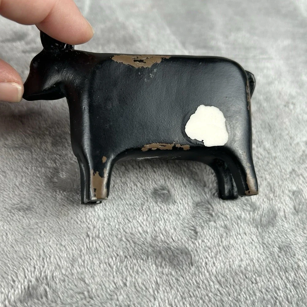 Primitive Farm Animals Set Of 3 Decorative Figures Pig Sheep & Cow